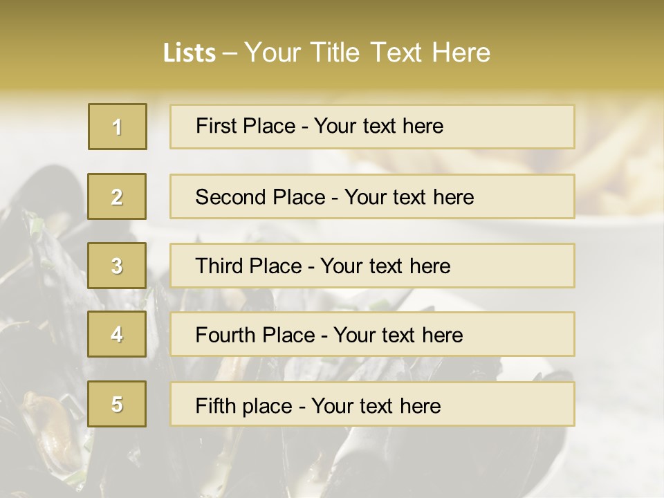 A Plate Of Mussels Next To A Bowl Of Fries PowerPoint Template
