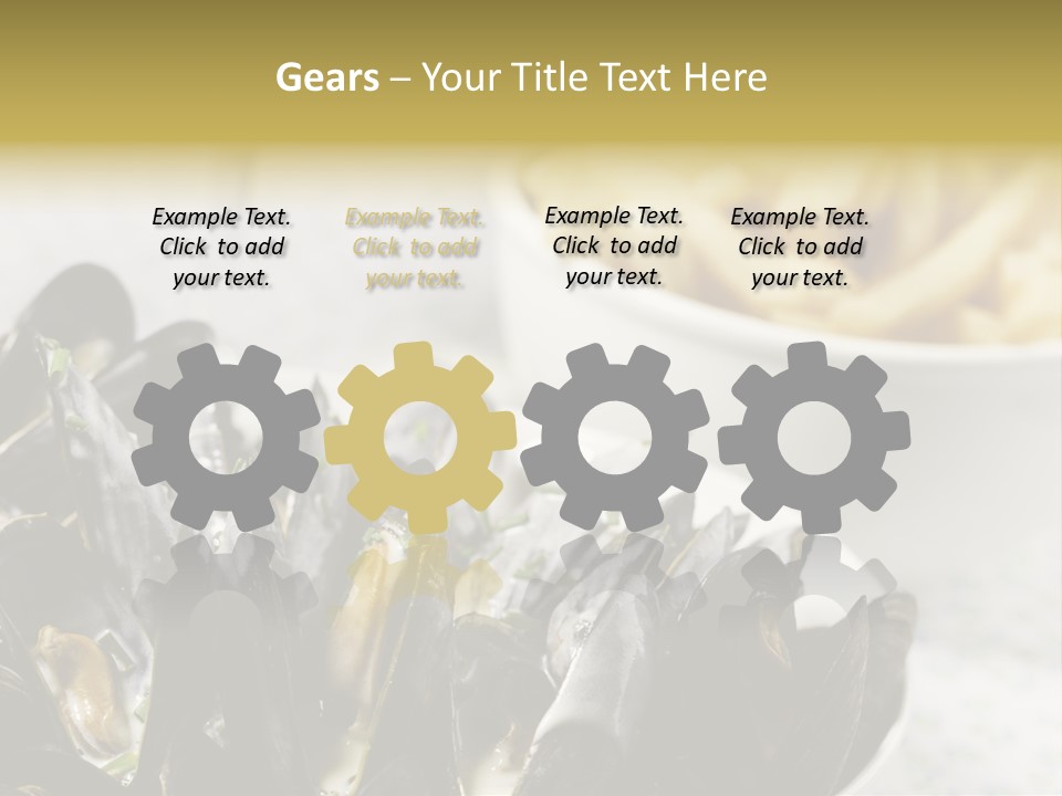 A Plate Of Mussels Next To A Bowl Of Fries PowerPoint Template