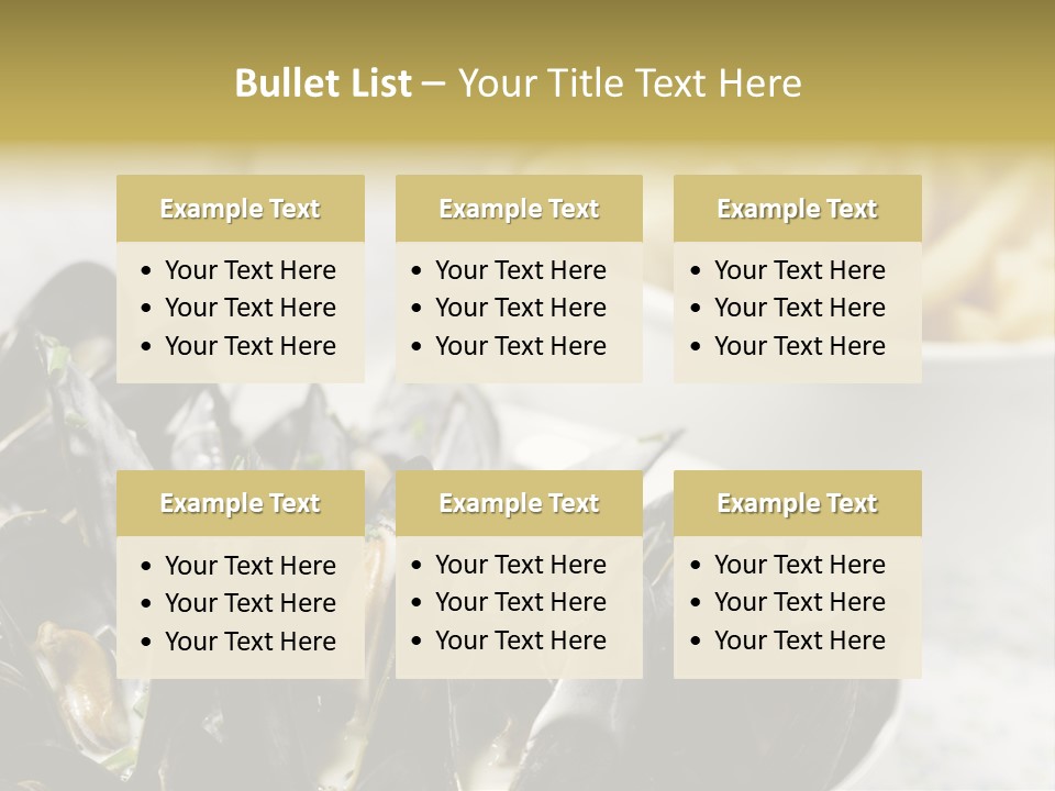 A Plate Of Mussels Next To A Bowl Of Fries PowerPoint Template