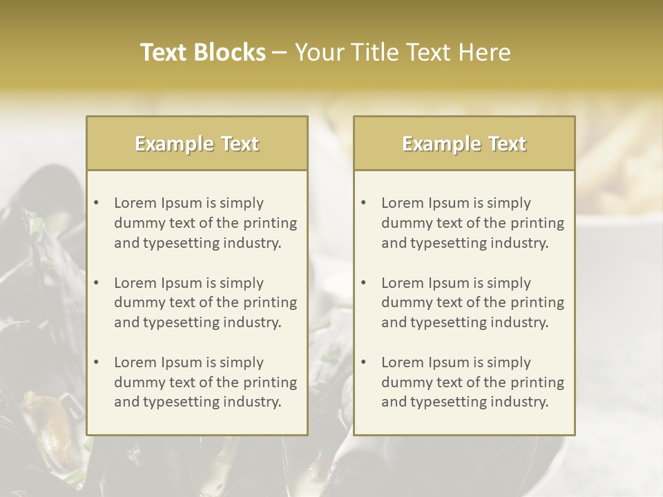 A Plate Of Mussels Next To A Bowl Of Fries PowerPoint Template