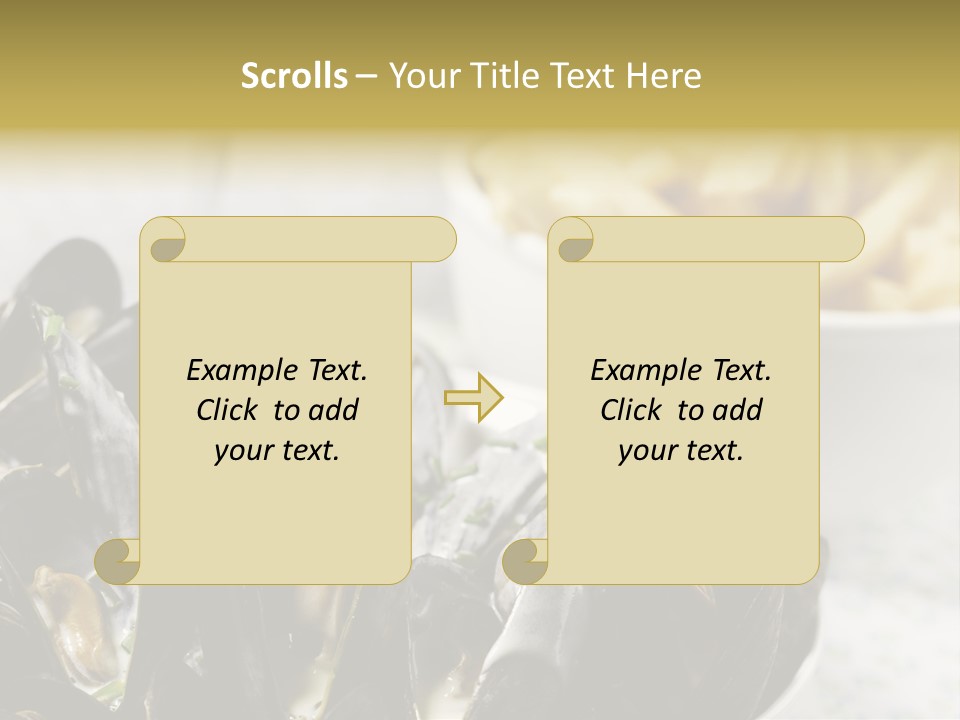A Plate Of Mussels Next To A Bowl Of Fries PowerPoint Template