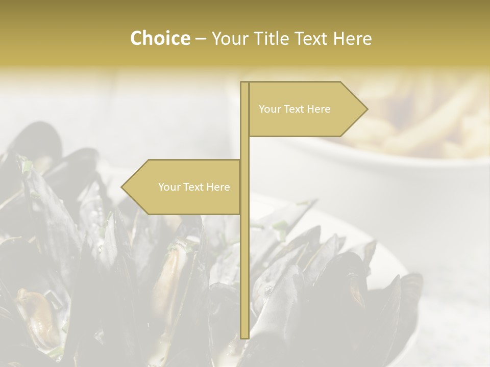 A Plate Of Mussels Next To A Bowl Of Fries PowerPoint Template
