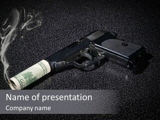 A Gun With Money Coming Out Of It PowerPoint Template