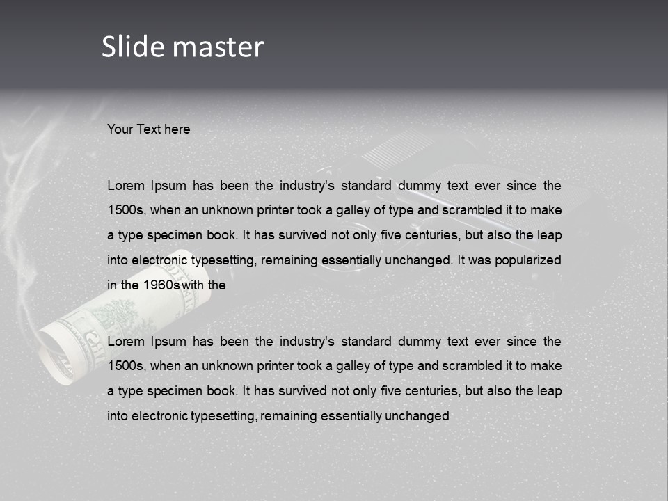 A Gun With Money Coming Out Of It PowerPoint Template