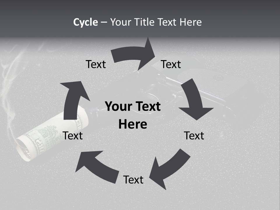 A Gun With Money Coming Out Of It PowerPoint Template