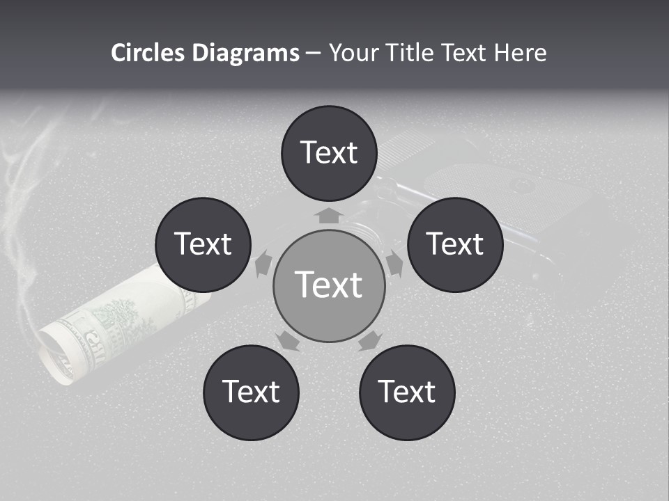 A Gun With Money Coming Out Of It PowerPoint Template