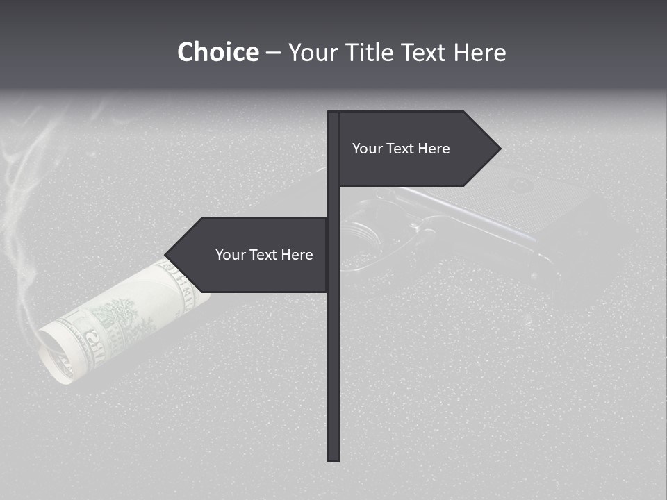 A Gun With Money Coming Out Of It PowerPoint Template