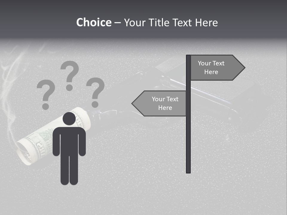 A Gun With Money Coming Out Of It PowerPoint Template