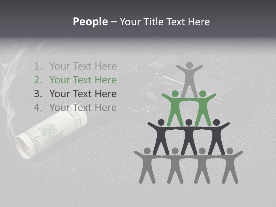 A Gun With Money Coming Out Of It PowerPoint Template