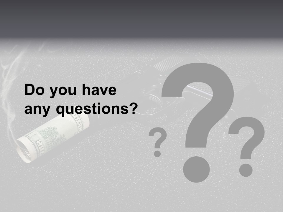 A Gun With Money Coming Out Of It PowerPoint Template