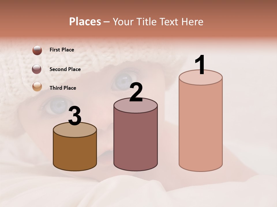 A Baby Wearing A White Knitted Hat With Blue Eyes PowerPoint Template