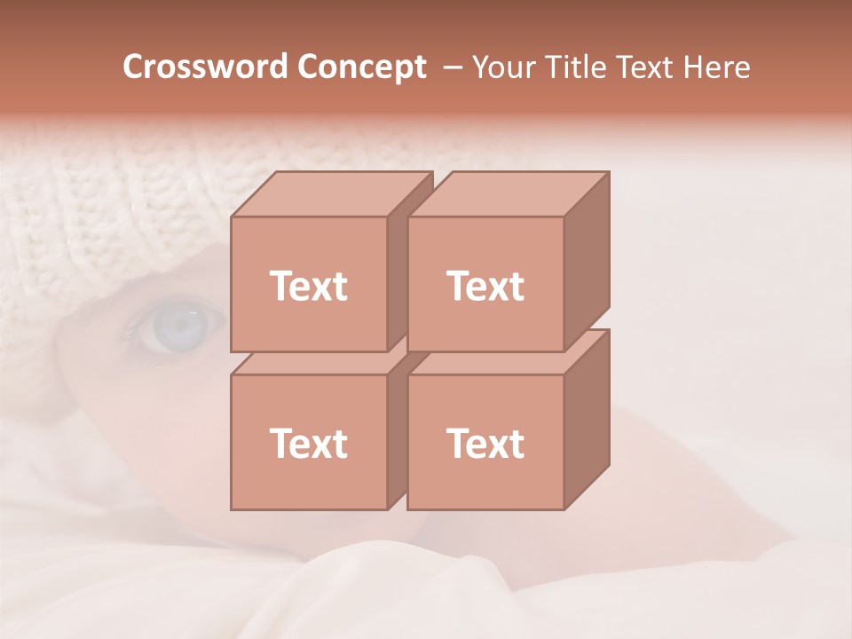 A Baby Wearing A White Knitted Hat With Blue Eyes PowerPoint Template