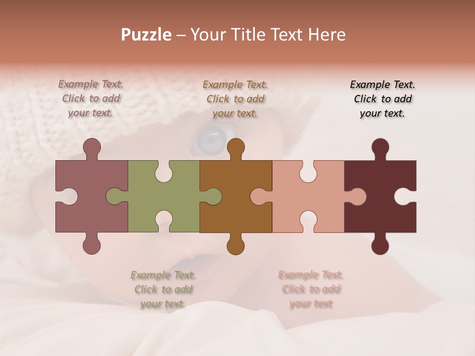 A Baby Wearing A White Knitted Hat With Blue Eyes PowerPoint Template