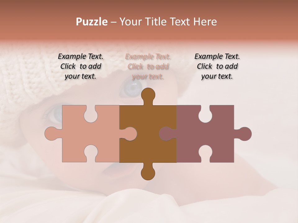 A Baby Wearing A White Knitted Hat With Blue Eyes PowerPoint Template