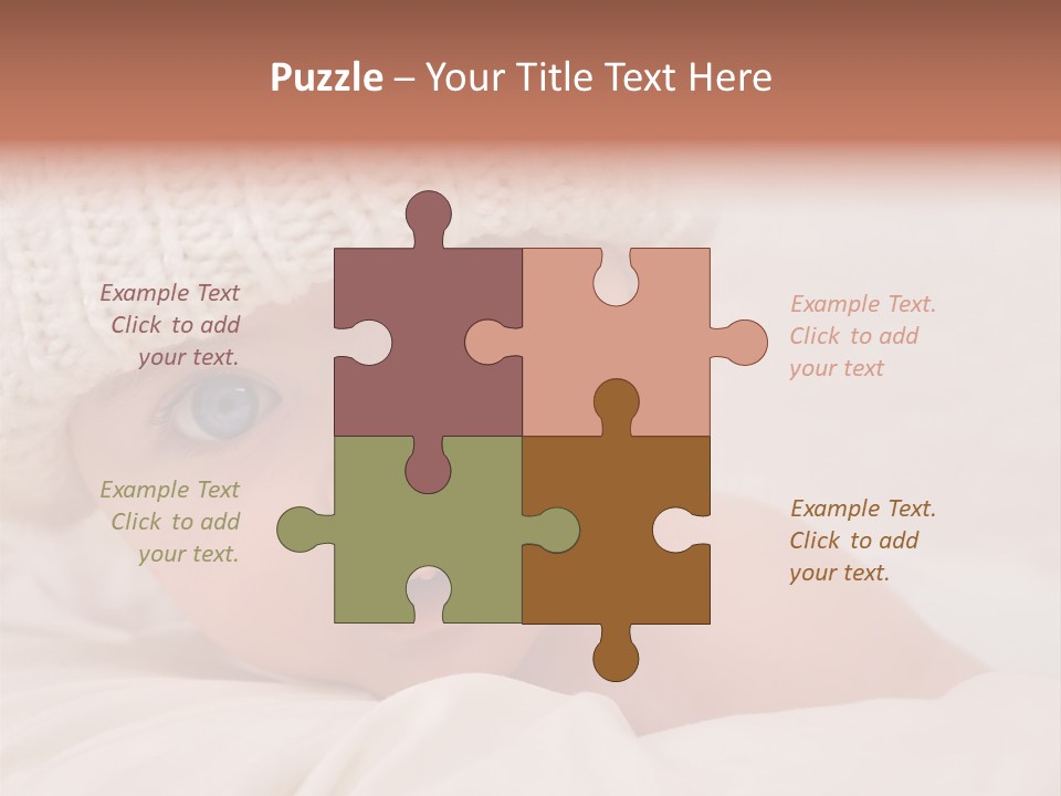 A Baby Wearing A White Knitted Hat With Blue Eyes PowerPoint Template