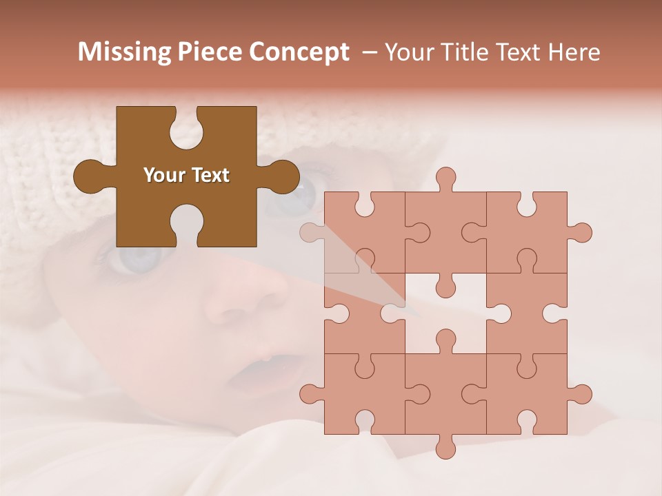A Baby Wearing A White Knitted Hat With Blue Eyes PowerPoint Template