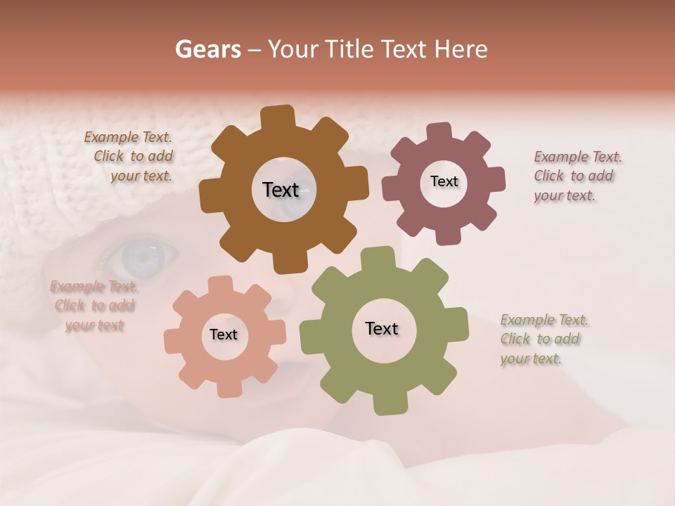 A Baby Wearing A White Knitted Hat With Blue Eyes PowerPoint Template