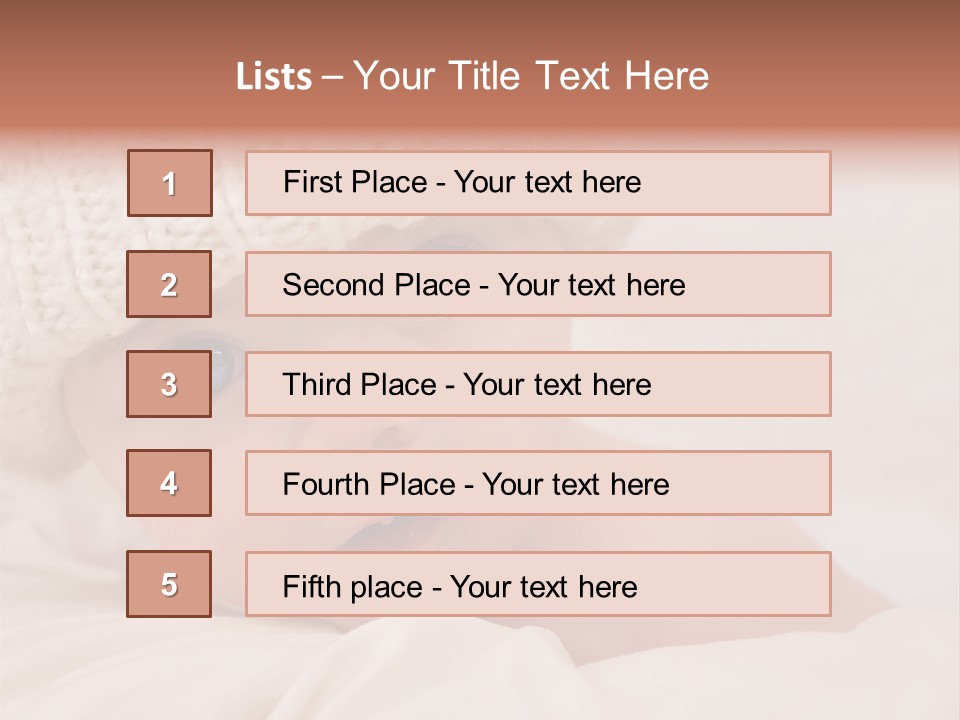 A Baby Wearing A White Knitted Hat With Blue Eyes PowerPoint Template