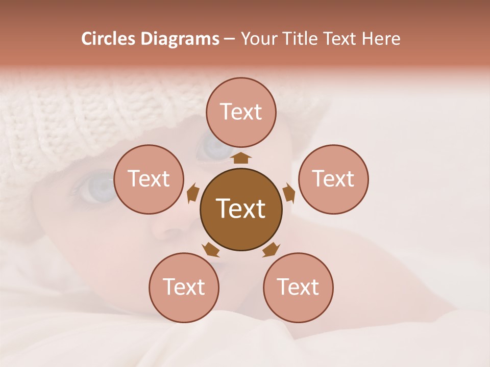 A Baby Wearing A White Knitted Hat With Blue Eyes PowerPoint Template