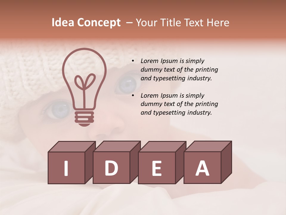 A Baby Wearing A White Knitted Hat With Blue Eyes PowerPoint Template