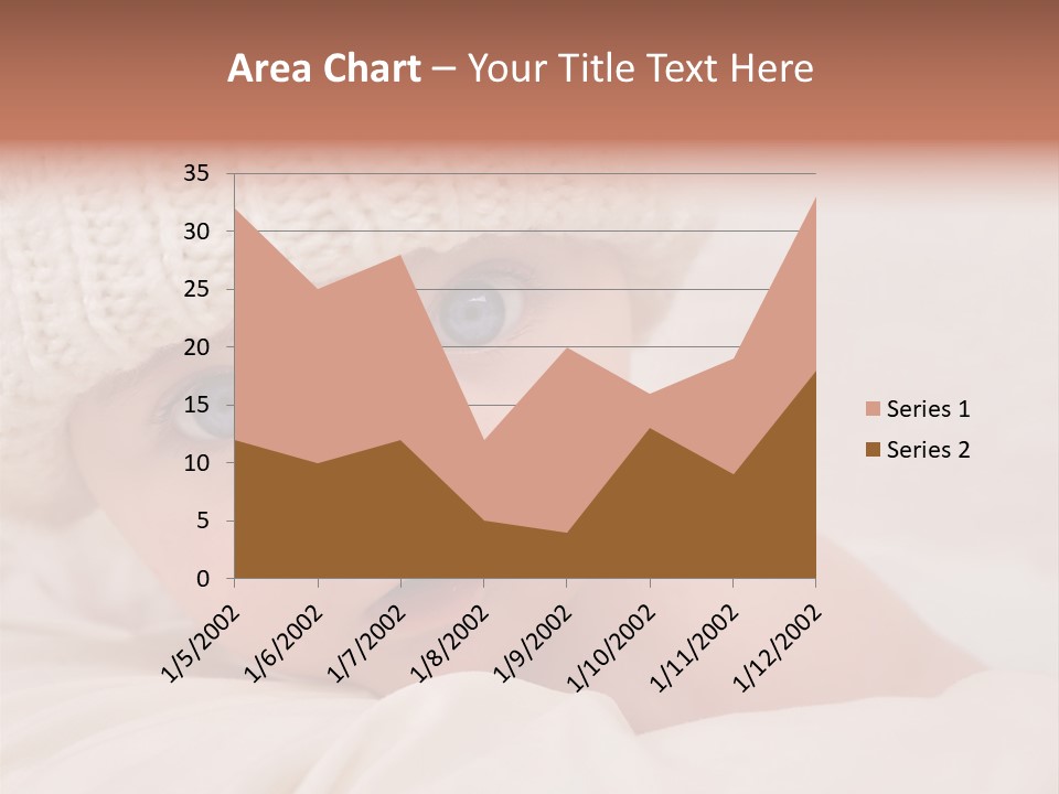 A Baby Wearing A White Knitted Hat With Blue Eyes PowerPoint Template
