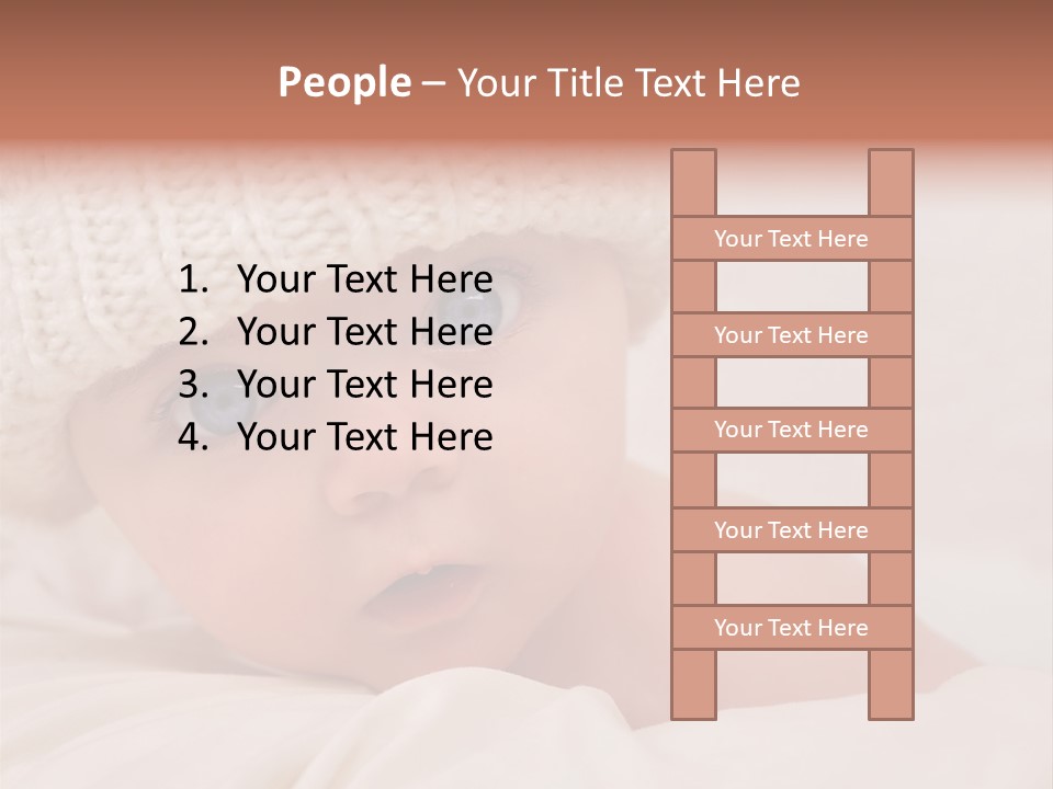 A Baby Wearing A White Knitted Hat With Blue Eyes PowerPoint Template