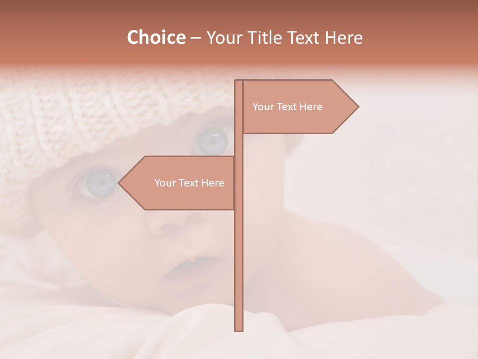 A Baby Wearing A White Knitted Hat With Blue Eyes PowerPoint Template