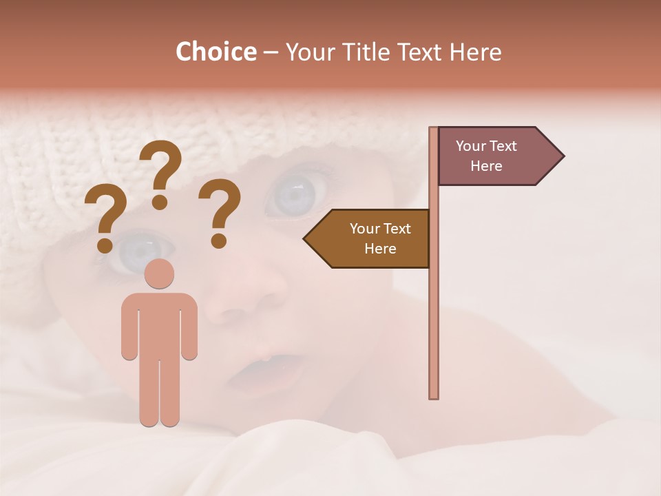 A Baby Wearing A White Knitted Hat With Blue Eyes PowerPoint Template