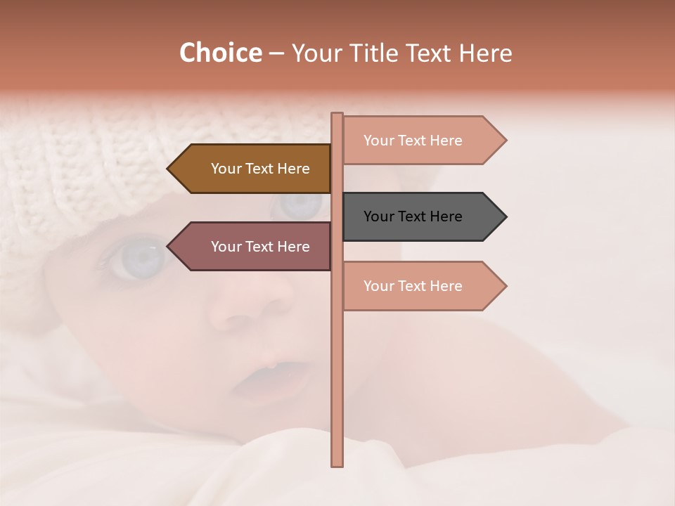 A Baby Wearing A White Knitted Hat With Blue Eyes PowerPoint Template