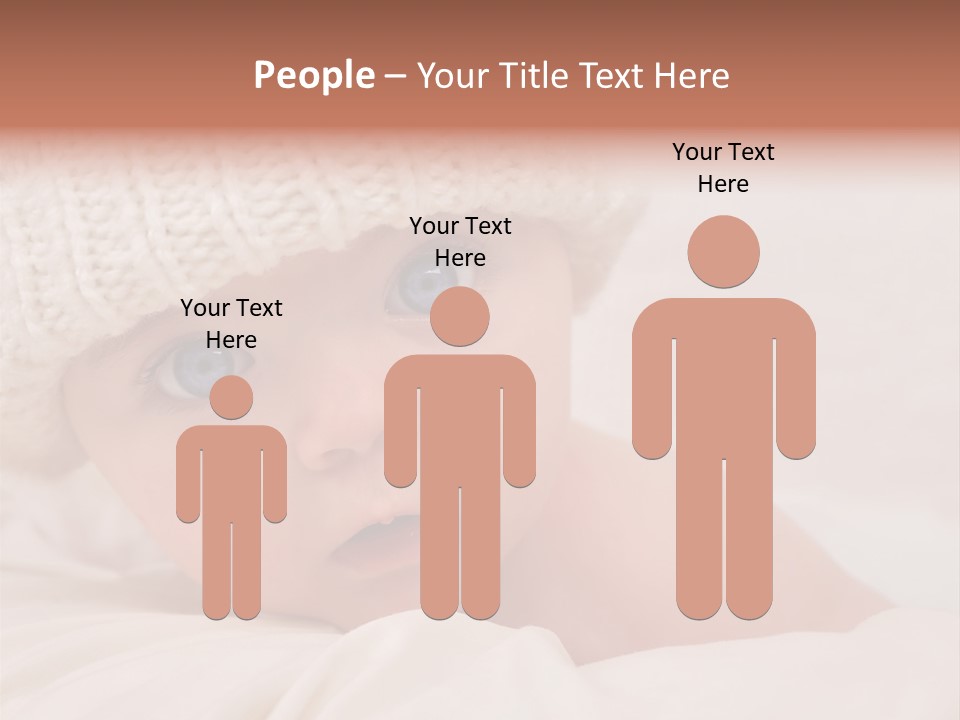 A Baby Wearing A White Knitted Hat With Blue Eyes PowerPoint Template