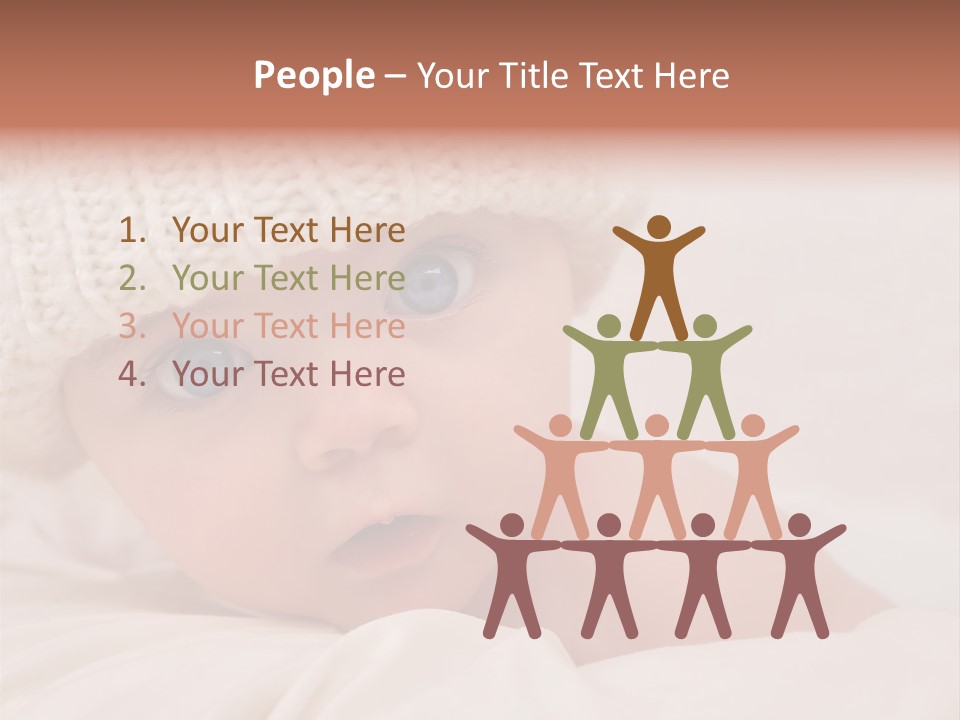 A Baby Wearing A White Knitted Hat With Blue Eyes PowerPoint Template