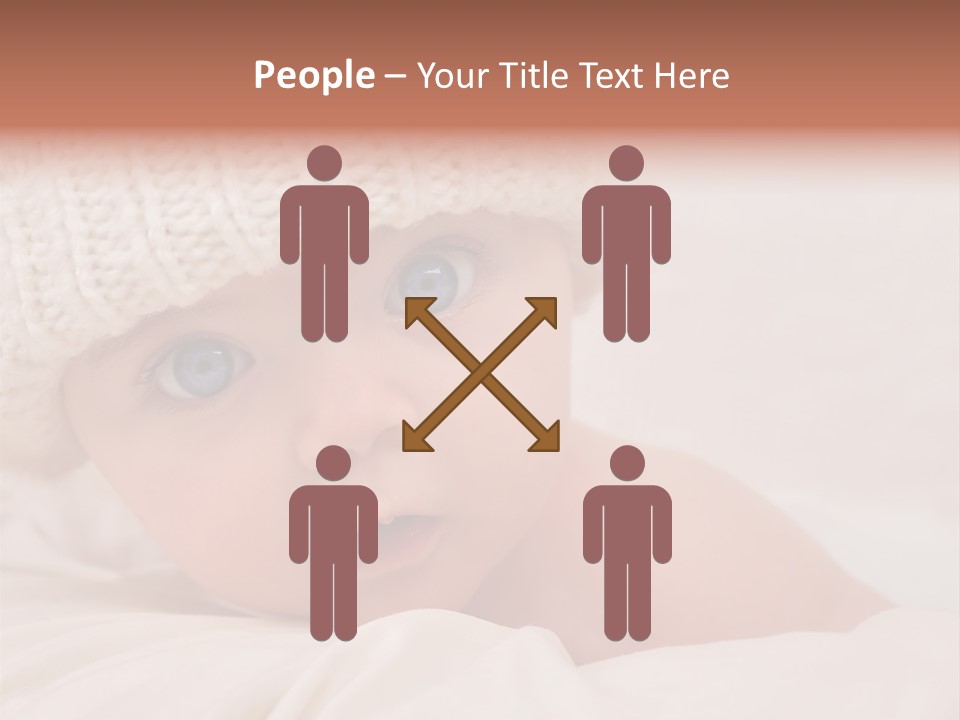 A Baby Wearing A White Knitted Hat With Blue Eyes PowerPoint Template