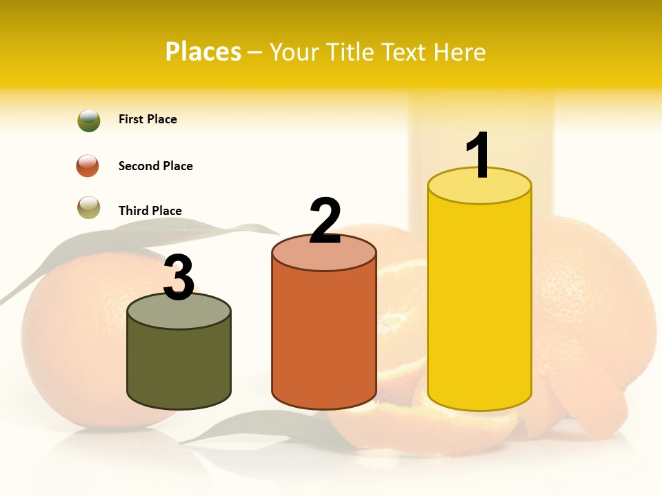 Oranges And A Glass Of Orange Juice On A White Background PowerPoint Template