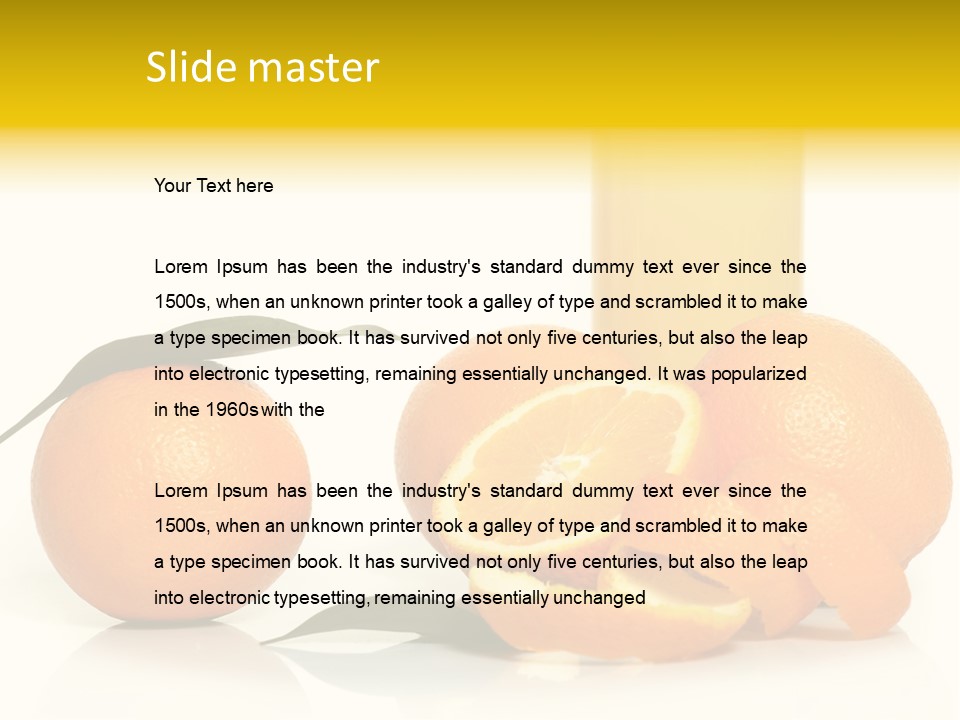 Oranges And A Glass Of Orange Juice On A White Background PowerPoint Template