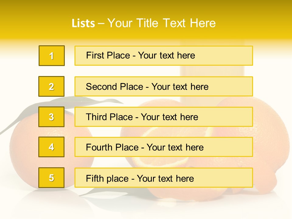 Oranges And A Glass Of Orange Juice On A White Background PowerPoint Template