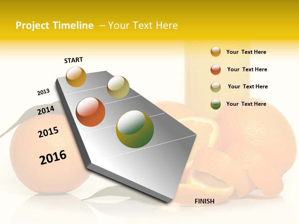 Oranges And A Glass Of Orange Juice On A White Background PowerPoint Template