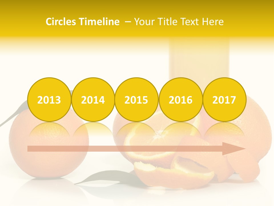 Oranges And A Glass Of Orange Juice On A White Background PowerPoint Template