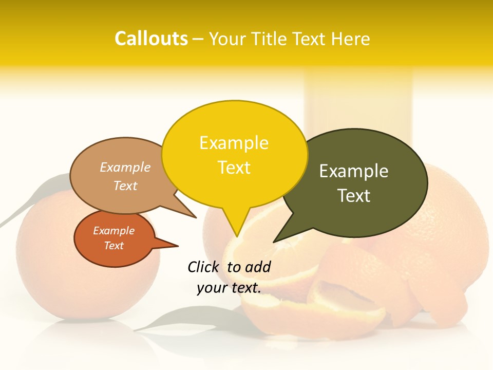 Oranges And A Glass Of Orange Juice On A White Background PowerPoint Template