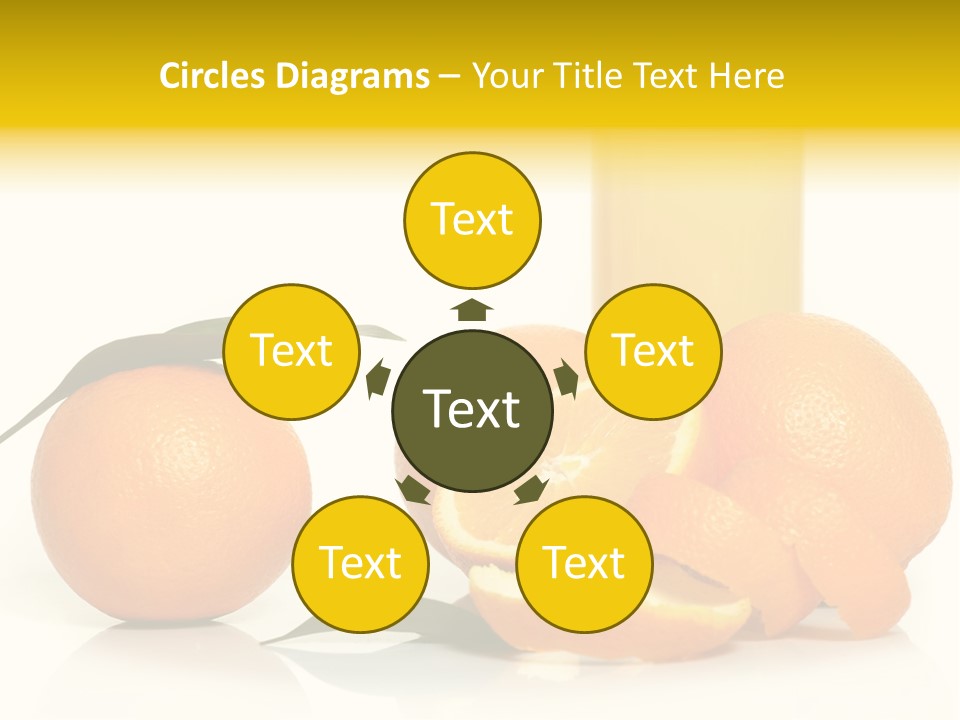 Oranges And A Glass Of Orange Juice On A White Background PowerPoint Template