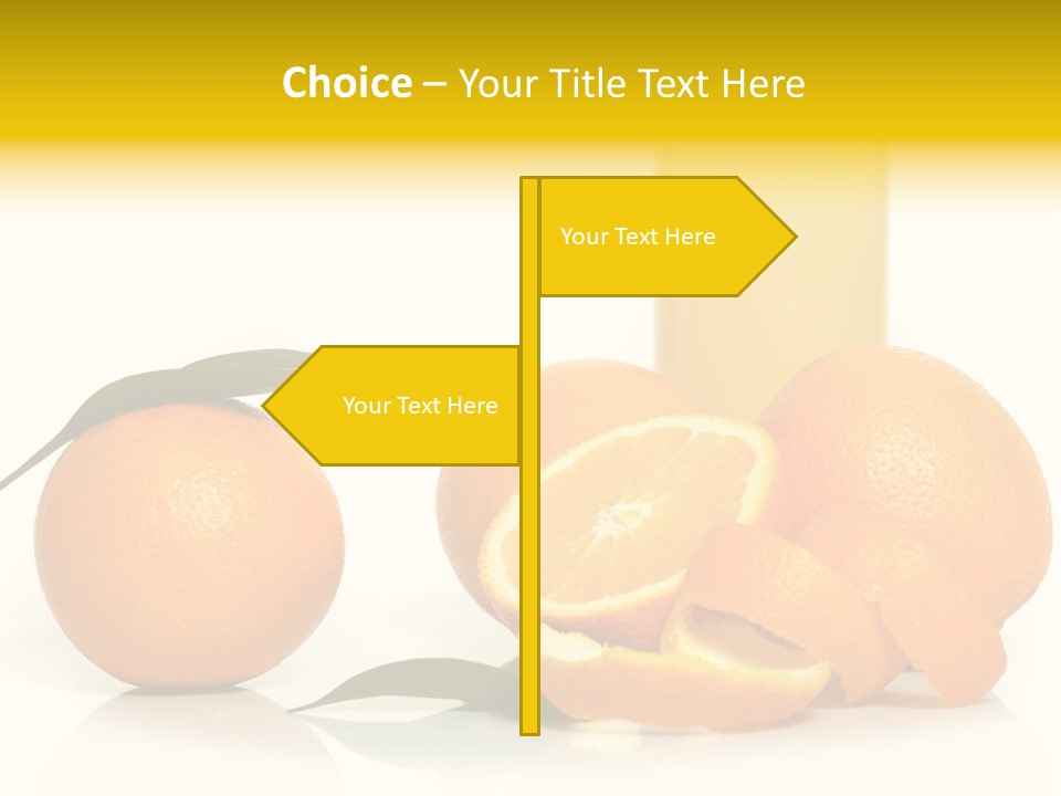 Oranges And A Glass Of Orange Juice On A White Background PowerPoint Template