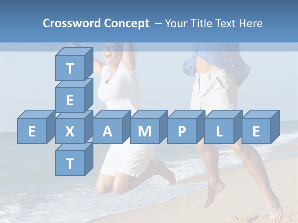 Jump Caucasian Couple PowerPoint Template