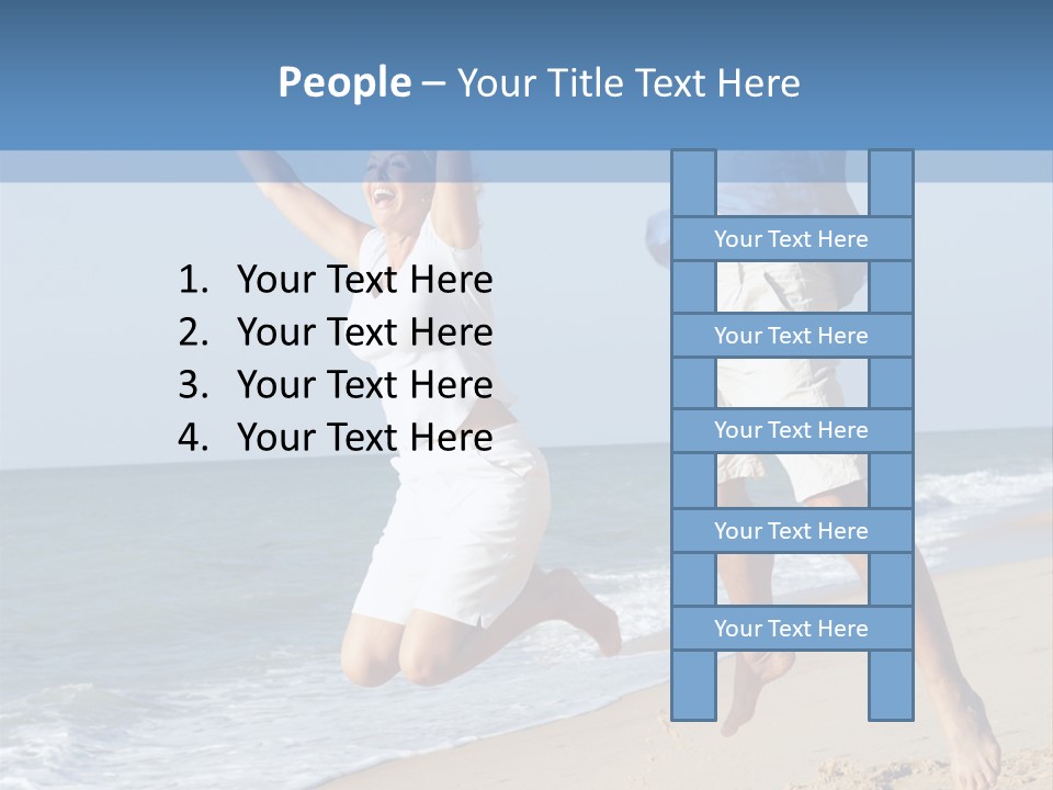 Jump Caucasian Couple PowerPoint Template