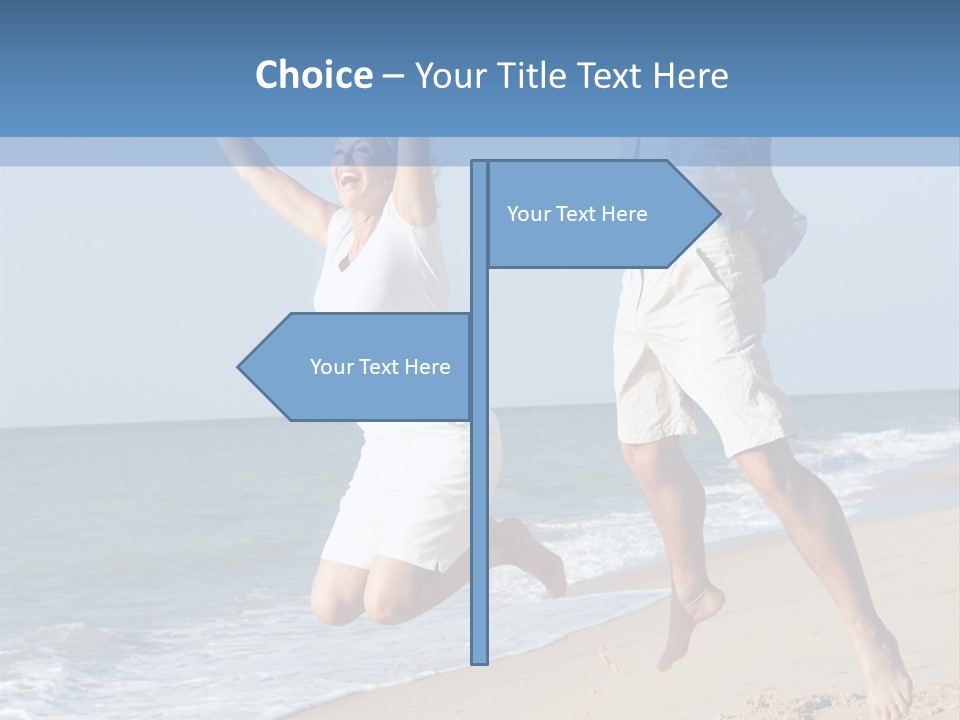 Jump Caucasian Couple PowerPoint Template