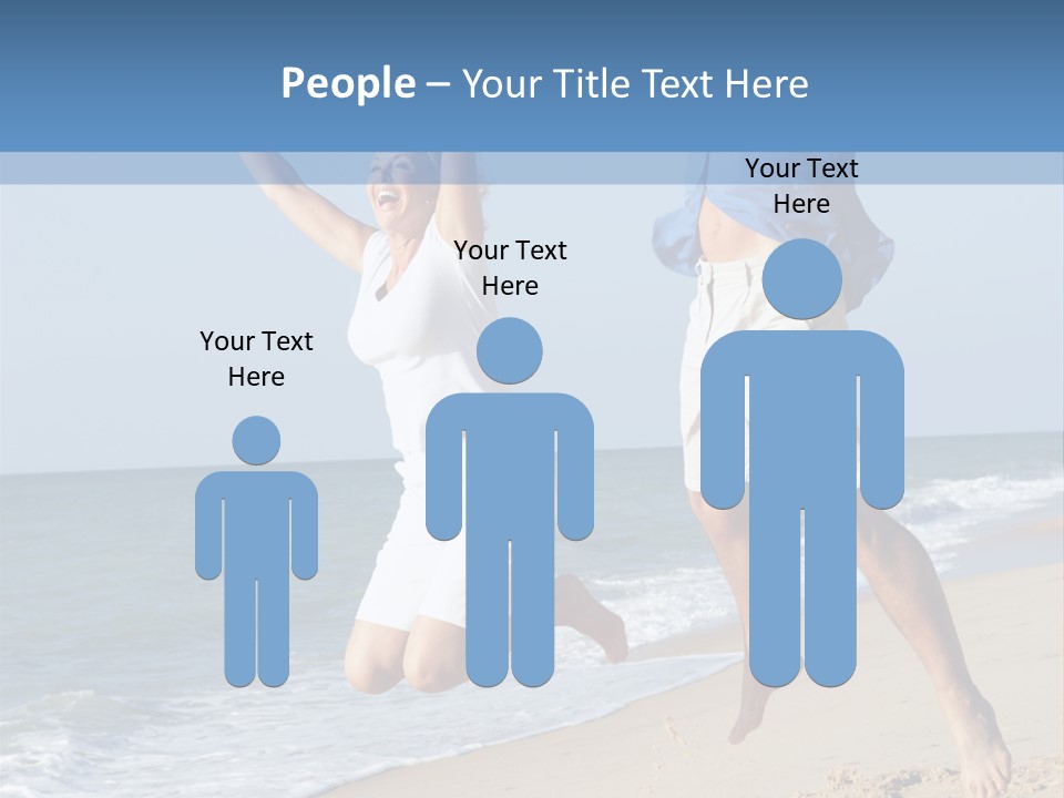 Jump Caucasian Couple PowerPoint Template