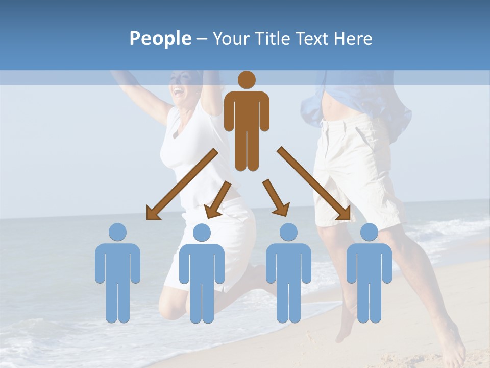 Jump Caucasian Couple PowerPoint Template