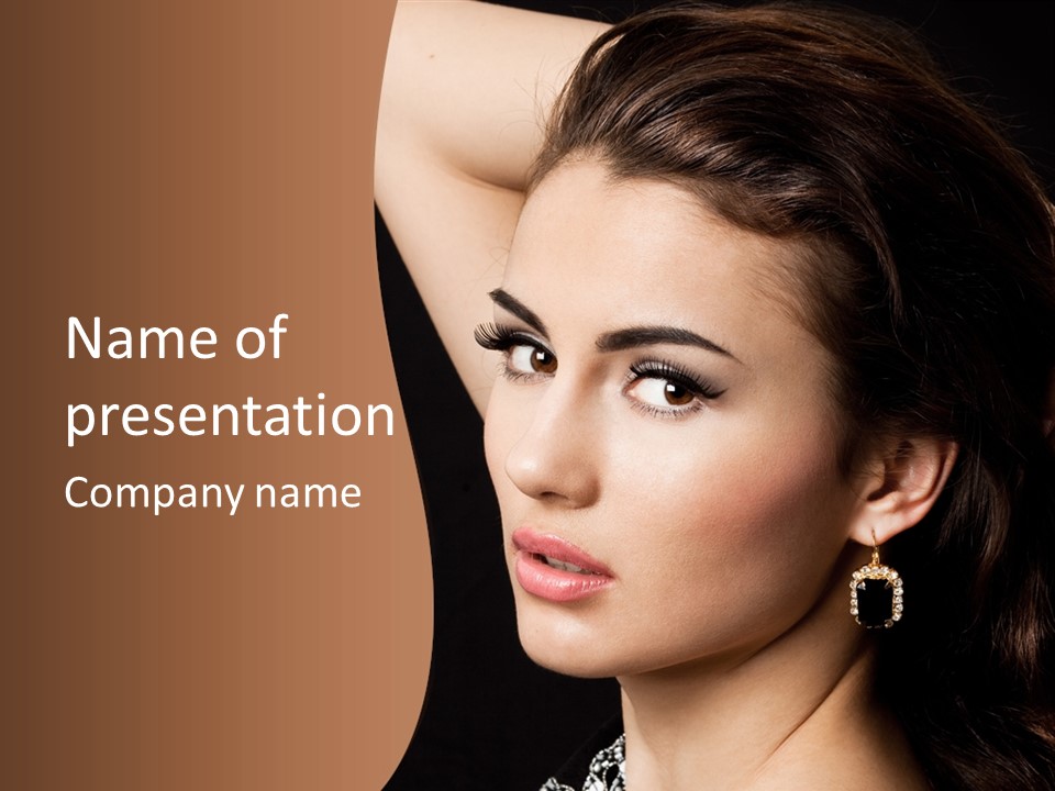 A Woman With A Necklace And Earrings On Her Neck PowerPoint Template