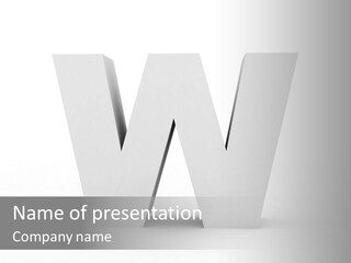 A White Letter With A Shadow On It PowerPoint Template