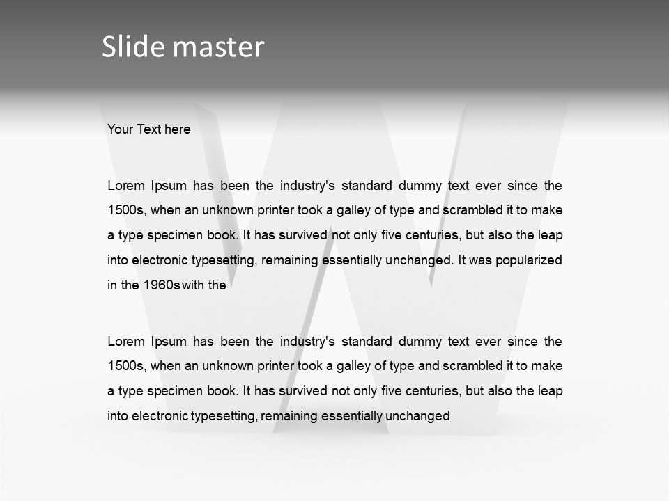 A White Letter With A Shadow On It PowerPoint Template