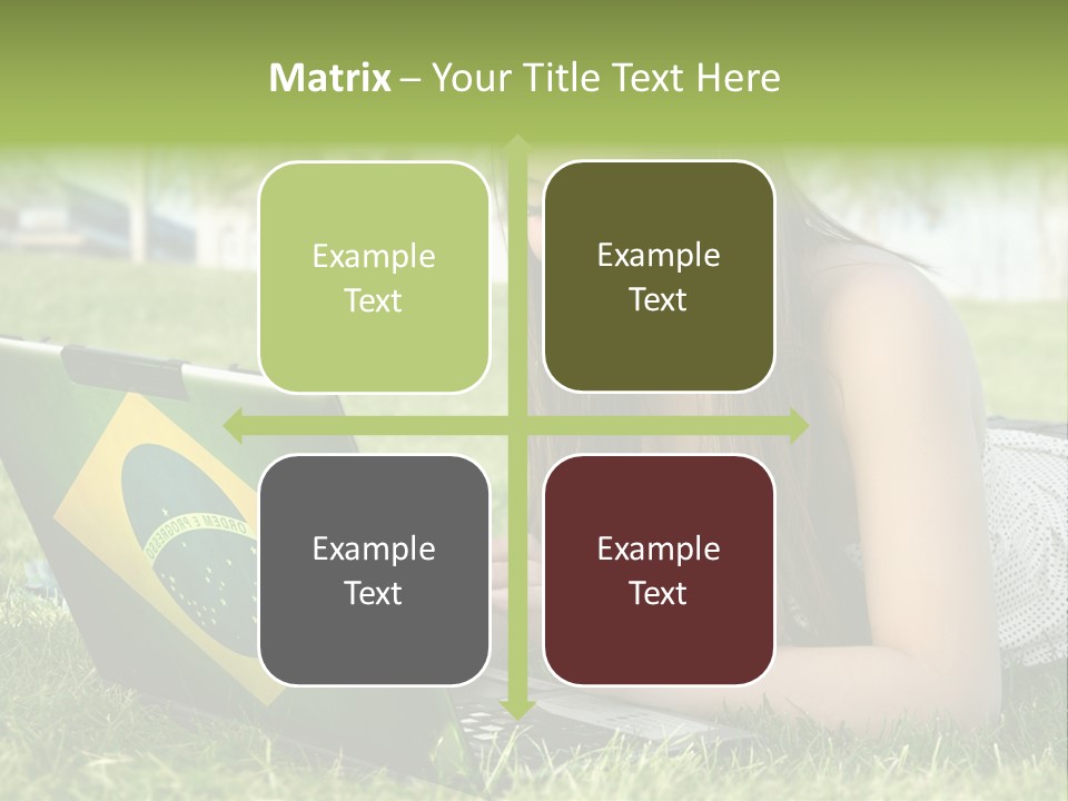 A Woman Laying On The Grass Using A Laptop Computer PowerPoint Template