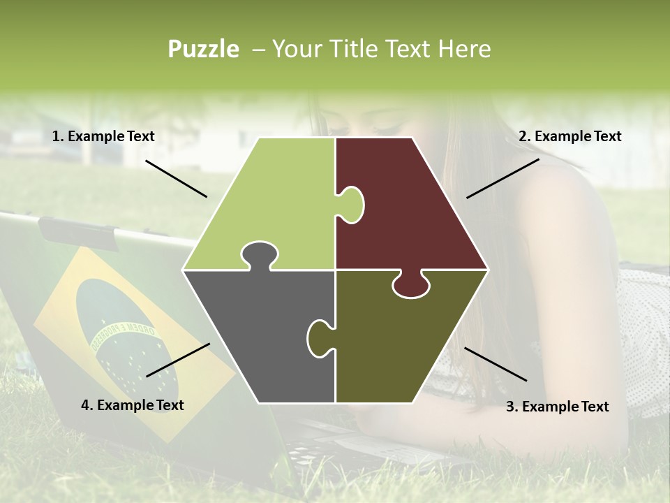 A Woman Laying On The Grass Using A Laptop Computer PowerPoint Template